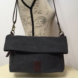 💐Canvas Unisex Messenger Crossbody Shoulder Hobo Bag Charcoal